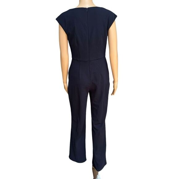 Donna Morgan womens Sleek Style Jumpsuit Office Workwear navy blouse size 0 - Picture 5 of 10